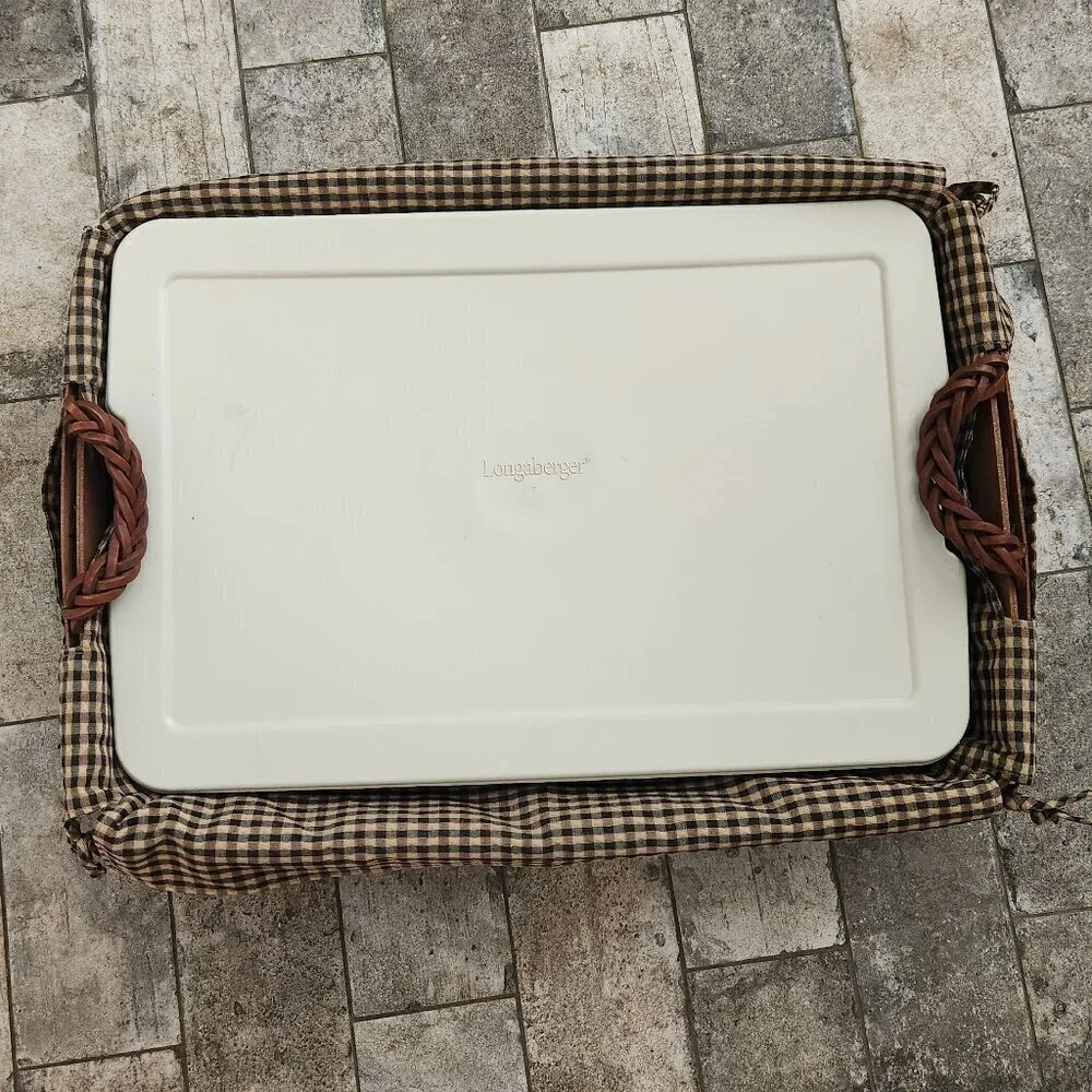 Longaberger Lined Hostess Serving Tray & Basket